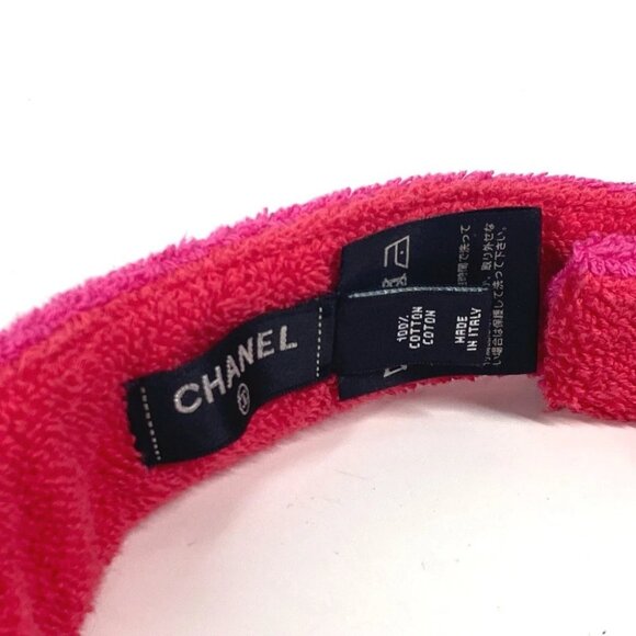 CHANEL 20C logo Hat Pile Visor Sun visor cotton pink - Picture 2 of 14